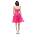 Großhandel charmante Hot Pink Organza Schatz Perlen Ballkleid Cocktailkleider kurz CL6145-2